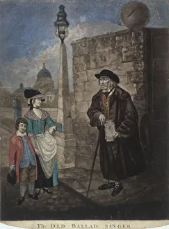 Ballad Singer Prints: Old ballad singer standing on a street corner, c1780. Artist: JR Smith
