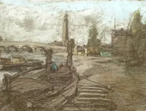 Old Barges, 1875-1899. Creator: Henry Muhrmann