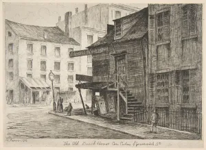 The Old Beach House, Corner of Cedar and Greenwich Streets (from Scenes of Old New York)