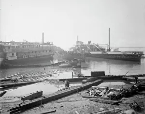 Decay Prints: Old boats beached to rot away, New York City, between 1900 and 1910. Creator: Unknown