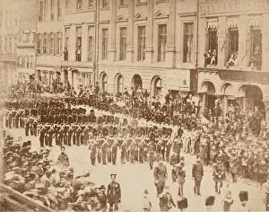 March Collection: Old Boston Fuseliers on State Street, 1858. Creator: Unknown