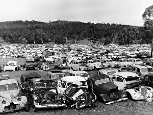 Wreck Prints: Old cars in a scrapyard, Cooma, New South Wales, Australia, 1973