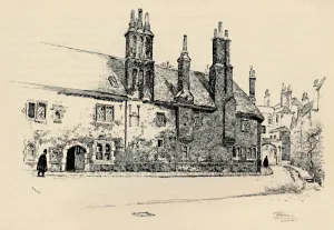 Charterhouse Square Gallery: Old Charterhouse: Exterior Facade of Washhouse Court, with the Inner Gateway, 1886