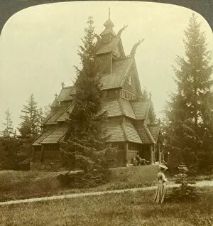 Underwood Travel Library Gallery: The old Church of Gol, a quaint 12th cent. Building at Osoarshal, Norway, c1905