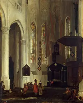 Family Life Prints: Old Church (Oudekerk) in Delft with the Tomb of Admiral Pieter Pieterszoon Hein (Heyn)