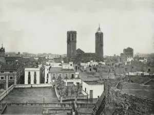 Roofs Prints: Part of the old city with cathedral, Barcelona, Spain, 1895. ?? NOT? Creator: W &s Ltd