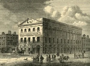 Publisher Prints: The Old Coburg Theatre in 1820, (c1878). Creator: Unknown