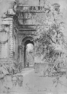 The old entrance to London Bridge under the tower of St. Magnus, c1902, (1903). Artist: Hedley Fitton