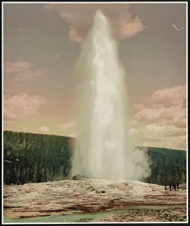 Photochrom Prints: Old Faithful, Yellowstone National Park, Wyoming, c1899. Creator: William H. Jackson