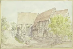 Aged Prints: Old farmhouse in Mammelshain in the Taunus Mountains, c1850-1900. Creator: Peter Becker