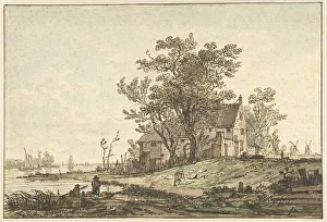 Old farmhouse on a river, 1790-1810. Creator: Jacob van Strij