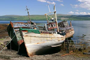 Seashore Prints: Old fishing boats, near Salen, Mull, Argyll and Bute, Scotland