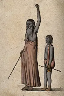 Sadu Prints: An old Hindu ascetic or holy man: standing