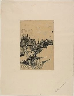 Old Houses and Fishing Boats, n.d. Creator: Rodolphe Bresdin