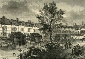 Bermondsey Prints: Old Houses in London Street, Dockhead, about 1810, (c1878). Creator: Unknown