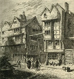 Bollard Prints: Old Houses Formerly Standing in Butchers Row, about 1800, (1881). Creator: Unknown