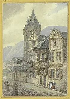 Aged Prints: Old houses and a tower, c1840s. Creator: Hector von Gunderrode