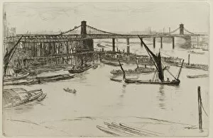 Old Hungerford Bridge, 1861. Creator: James Abbott McNeill Whistler