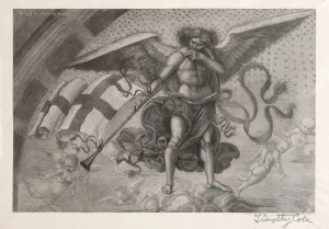 Timothy Cole Prints: Old Italian Masters: Angel Sounding a Trumpet, 1888-1892. Creator: Timothy Cole (American