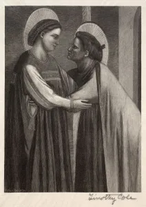 Timothy Cole Prints: Old Italian Masters: Mary and Elisabeth, 1886. Creator: Timothy Cole (American, 1852-1931)