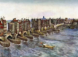 River Thames Collection: Old London Bridge, about 1630, (c1900-1920)