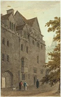 Frederick Mackenzie Prints: Old Magdalen Hall from the Gravel Walk Burnt Down A