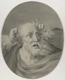 Klassik Stiftung Weimar Prints: Old man with beard, scuffling his hair. Creator: Rehberg, Friedrich (1758-1835)