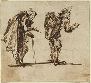 An Old Man with a Cape and a Rustic with a Backpack, 1750s. Creator: Giovanni Battista Piranesi