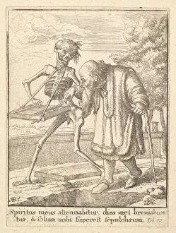 Danse Macabre Collection: Old man, from the Dance of Death, 1651. Creator: Wenceslaus Hollar