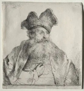 1606 1669 Prints: Old Man with a Divided Fur Cap, 1640. Creator: Rembrandt van Rijn (Dutch, 1606-1669)