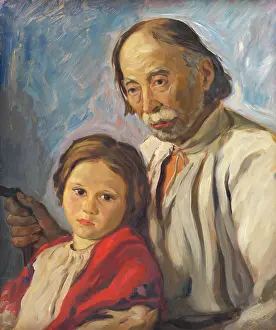 Grandchild Prints: Old Man with a Granddaughter, 1939. Creator: Stefan Polkorab