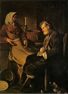 Kitchen Prints: Old Man in the Kitchen, 1745. Creator: Jean Baptiste Marie Pierre