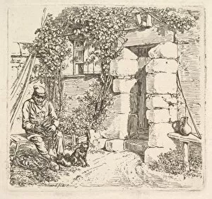 Erhard Johann Christian Collection: The Old Man and his Pomeranian Dog, 1817. Creator: Johann Christian Erhard
