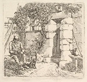 Johann Christian Erhard Prints: The Old Man and his Pomeranian Dog, 1817. Creator: Johann Christian Erhard