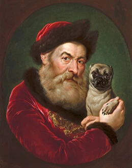 Milanese School Collection: Old man with a Pug, c1740