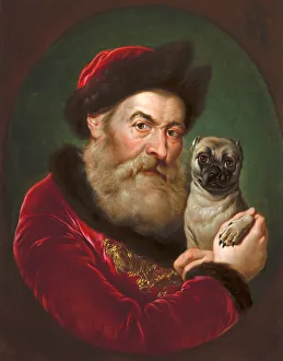 Milanese School Collection: Old man with a Pug, c1740