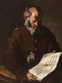 Fondazione De Vito Prints: Old man with scroll, c.1650. Creator: Master of the Annunciation to the Shepherds (active 1620-1660)