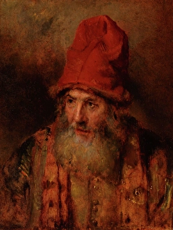 Fur Lined Prints: Old Man with a Tall, Fur-Edged Cap, about 1650. Creator: Rembrandt Harmensz van Rijn