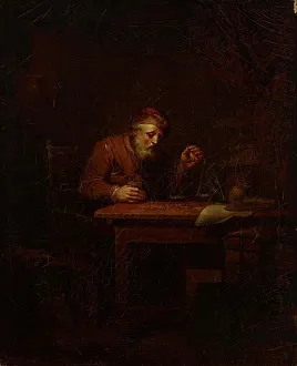 Aleksander Lauréus Prints: Old man weighing gold coins, 1810. Creator: Alexander Lauréus