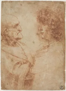 Galleria Degli Uffizi Prints: An old man and a youth facing one another, c. 1500