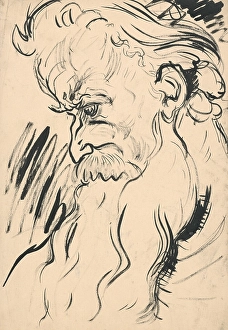 Old man's head with a beard, 1940 onwards. Creator: Arnold Peter Weisz-Kubincan. Old man's head with a beard, 1940 onwards. Creator: Arnold Peter Weisz-Kubincan