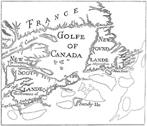 Colony Prints: Old map of Acadia, 17th century (c1880)