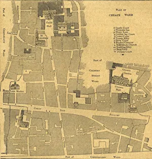 Old Map of the Ward of Cheap - About 1750, (1897). Creator: Unknown Old Map of the Ward of Cheap - About 1750, (1897). Creator: Unknown