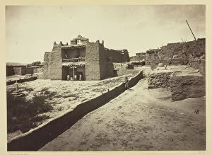 Native Americans Collection: Old Mission Church, Zuni Pueblo, N. M. View from the Plaza, 1873. Creator: Tim O Sullivan