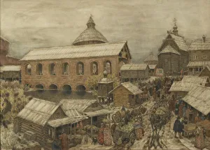 Kremlin Riverside Gallery: Old Moscow. Okhotny Ryad (Hunting Row), 1900s-1910s. Artist: Vasnetsov