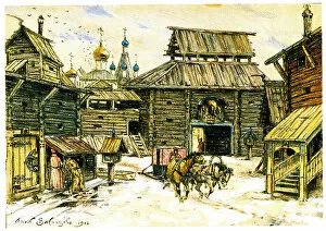 Kremlin Riverside Gallery: Old Moscow. The Wooden City, 1902. Artist: Vasnetsov, Appolinari Mikhaylovich (1856-1933)