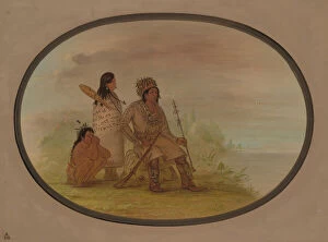 Images Dated 24th February 2021: An Old Nayas Indian, His Granddaughter, and a Boy, 1855 / 1869. Creator: George Catlin