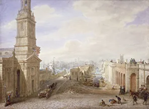 Work In Progress Prints: Old and new London Bridges looking south, London, 1831. Artist