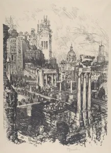 Vittoriano Prints: Old and New Rome, Victor Emanuel Monument, 1911. Creator: Joseph Pennell