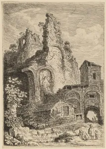 Tivoli Prints: The Old Palace at Tivoli, c. 1764. Creator: Franz Edmund Weirotter